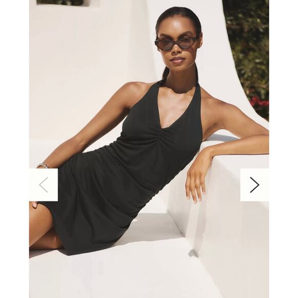 Anthropologie Womens Ariana Halter Mini Dress Size XL Ruched Sides Resort Wear - Picture 5 of 13